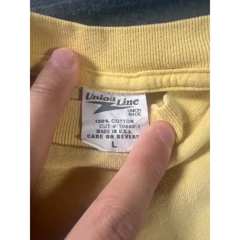 Vintage Union Line IBEW Local 111 T Shirt Yellow Graphic Tee USA Made Large 914 - Picture 3 of 7